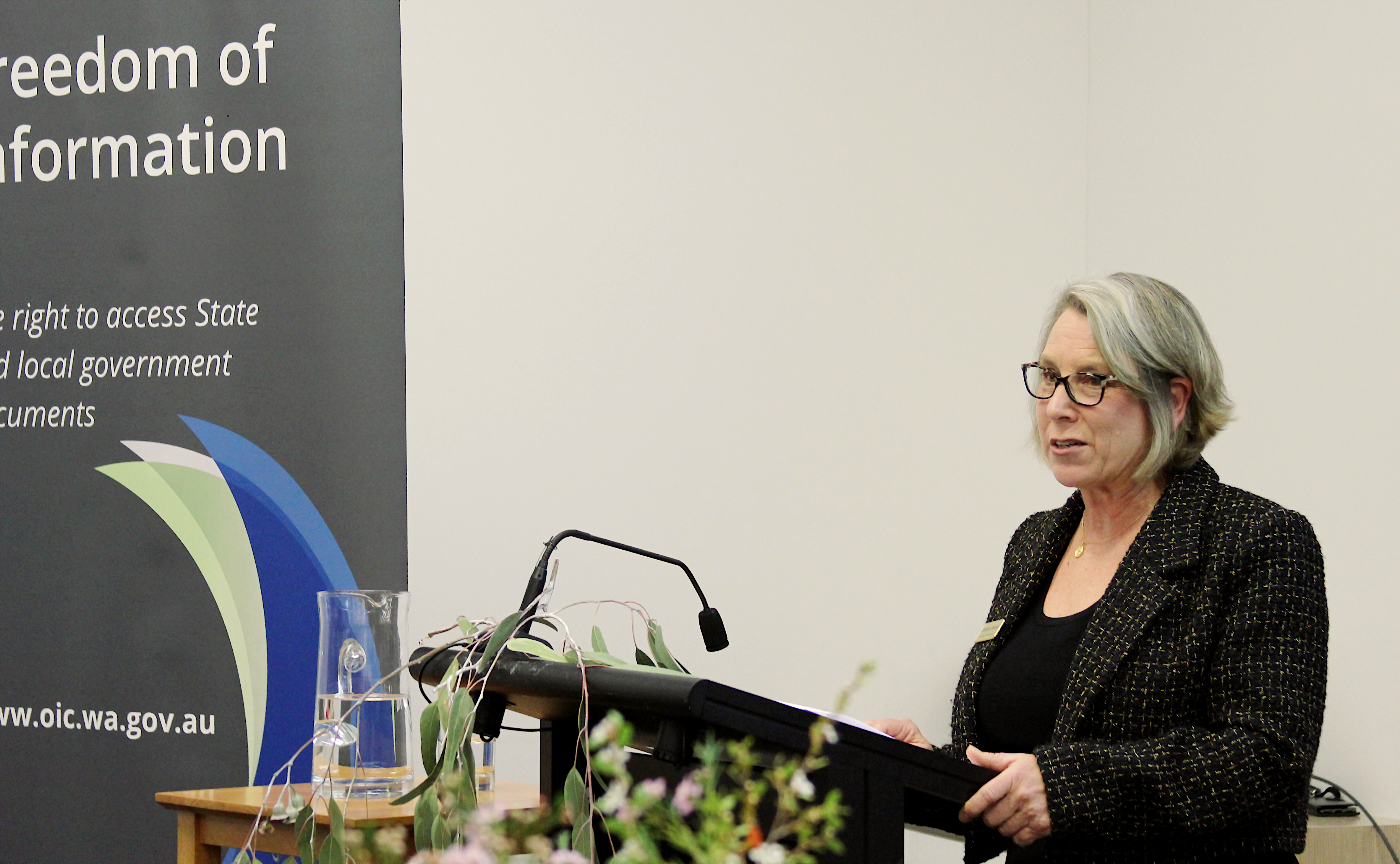 The Information Commissioner speaking at a lectern